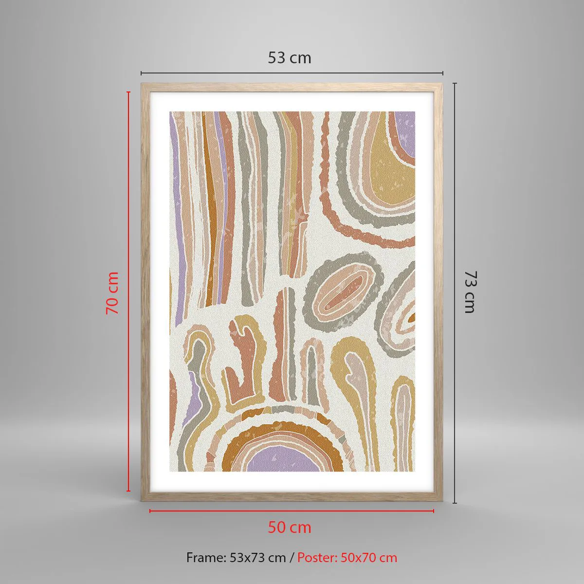 Poszter világos tölgy keretben - Színes keresztmetszetek - 50x70 cm