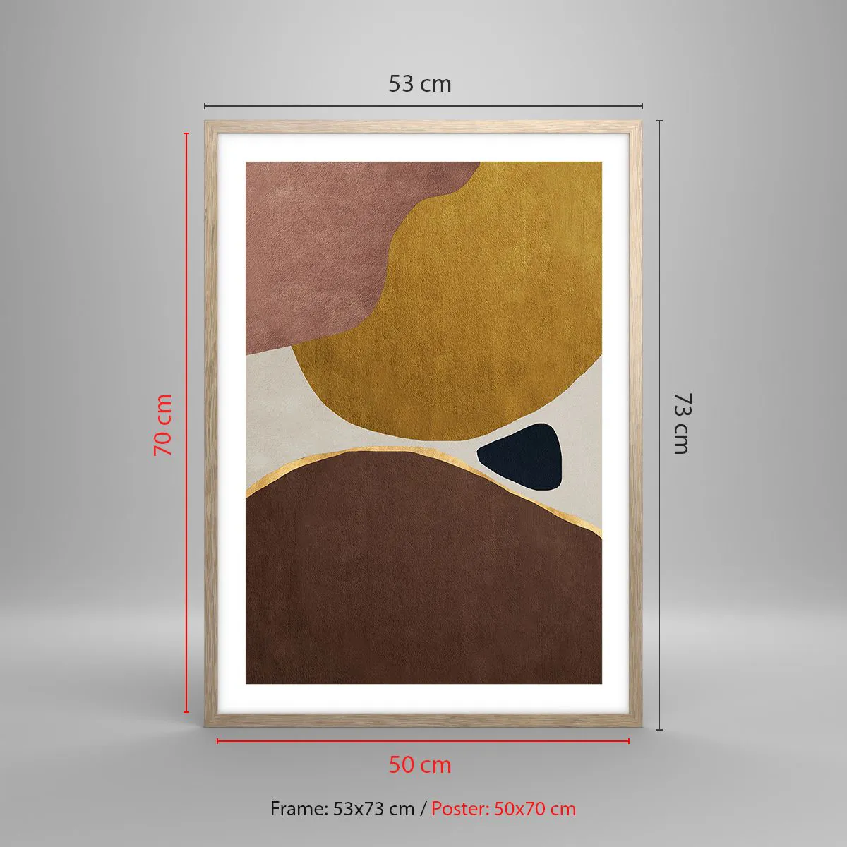 Póster en marco roble claro - Abstracción - un lugar en el espacio - 50x70 cm