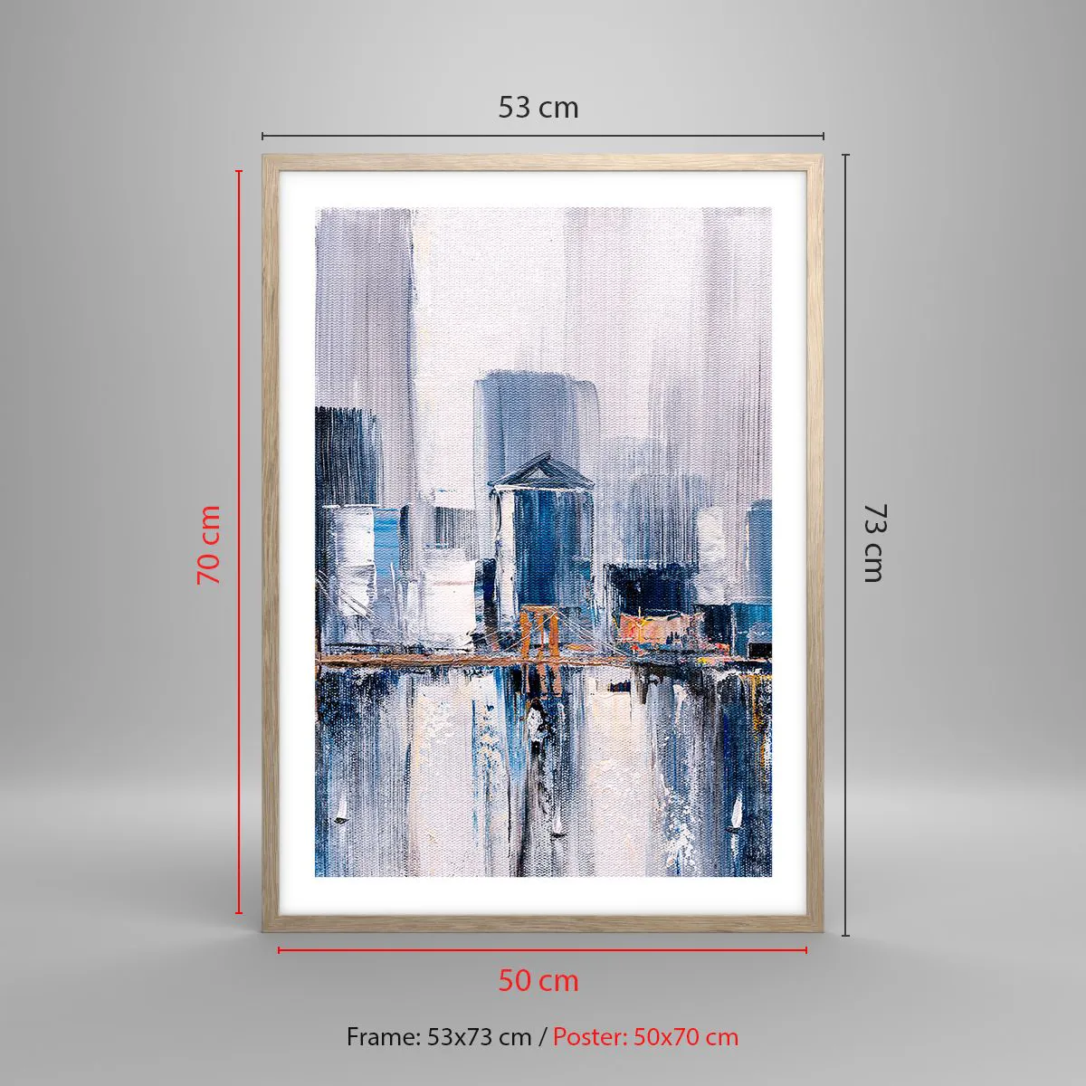 Plakát v rámu světlý dub - Newyorská imprese - 50x70 cm