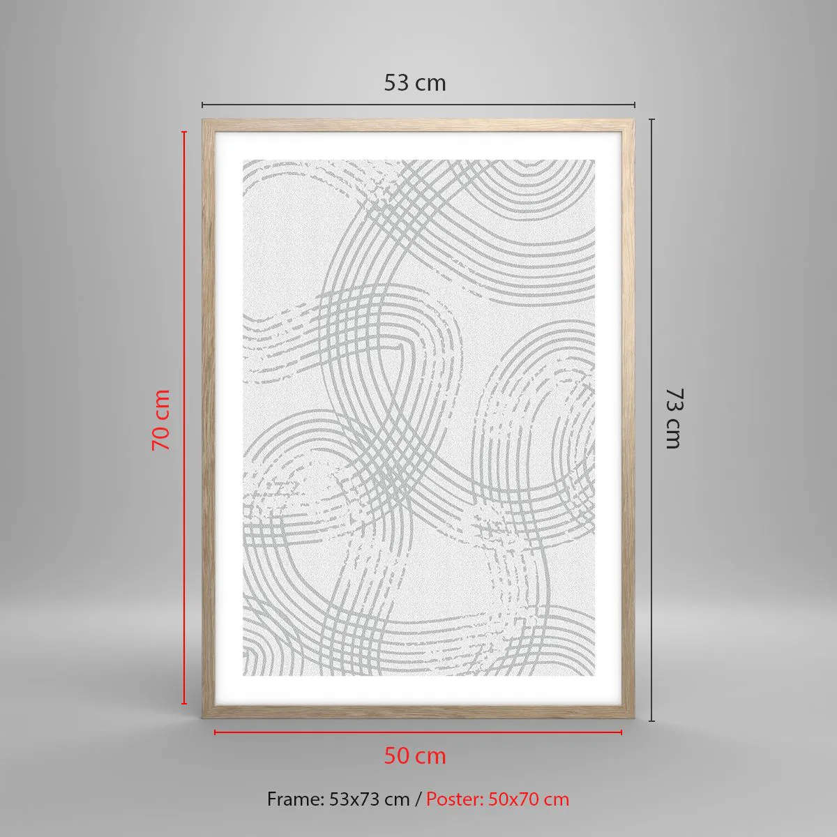 Poster in light oak frame - No Straight Line - 50x70 cm
