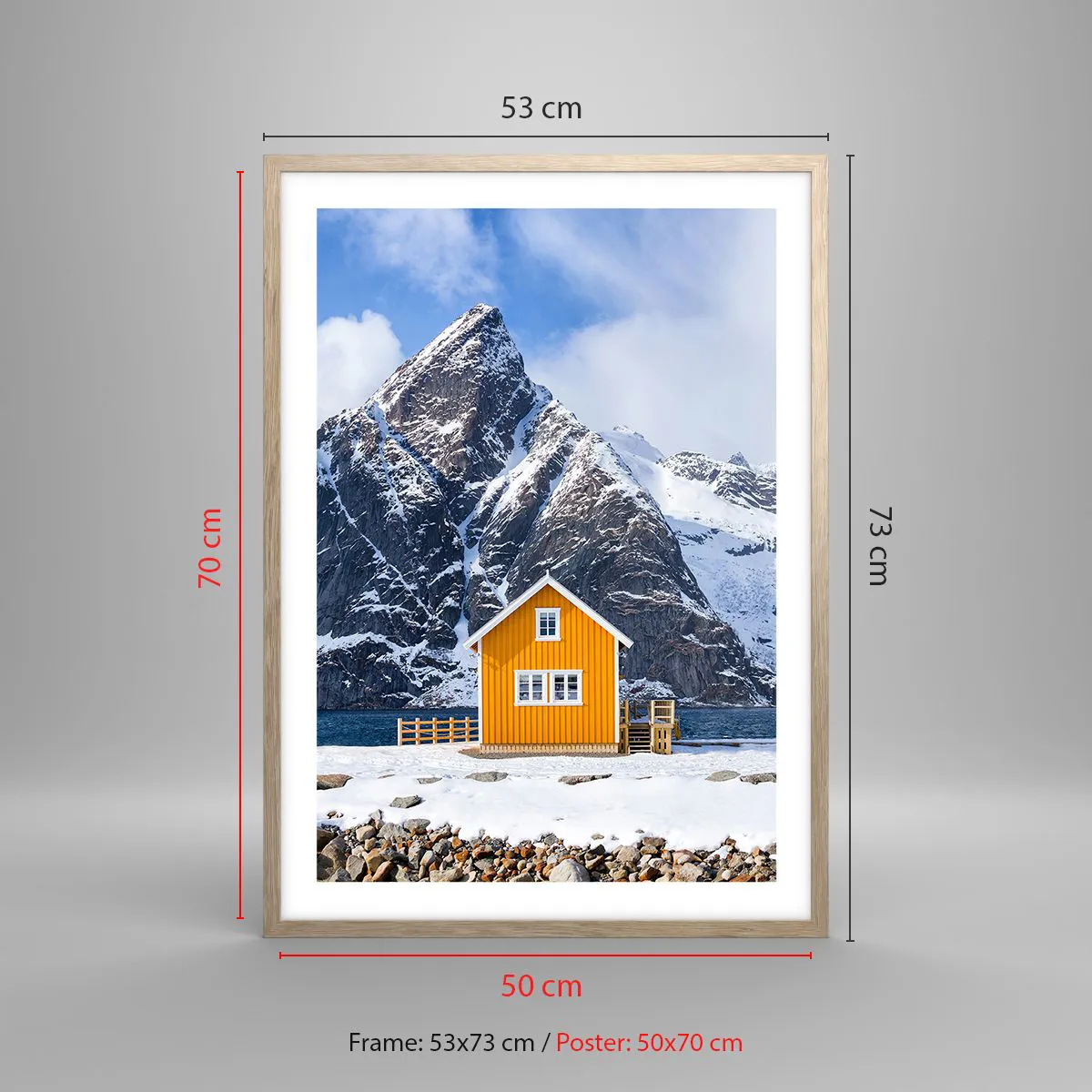 Poster in einem Rahmen aus heller Eiche - Skandinavische Feiertage - 50x70 cm