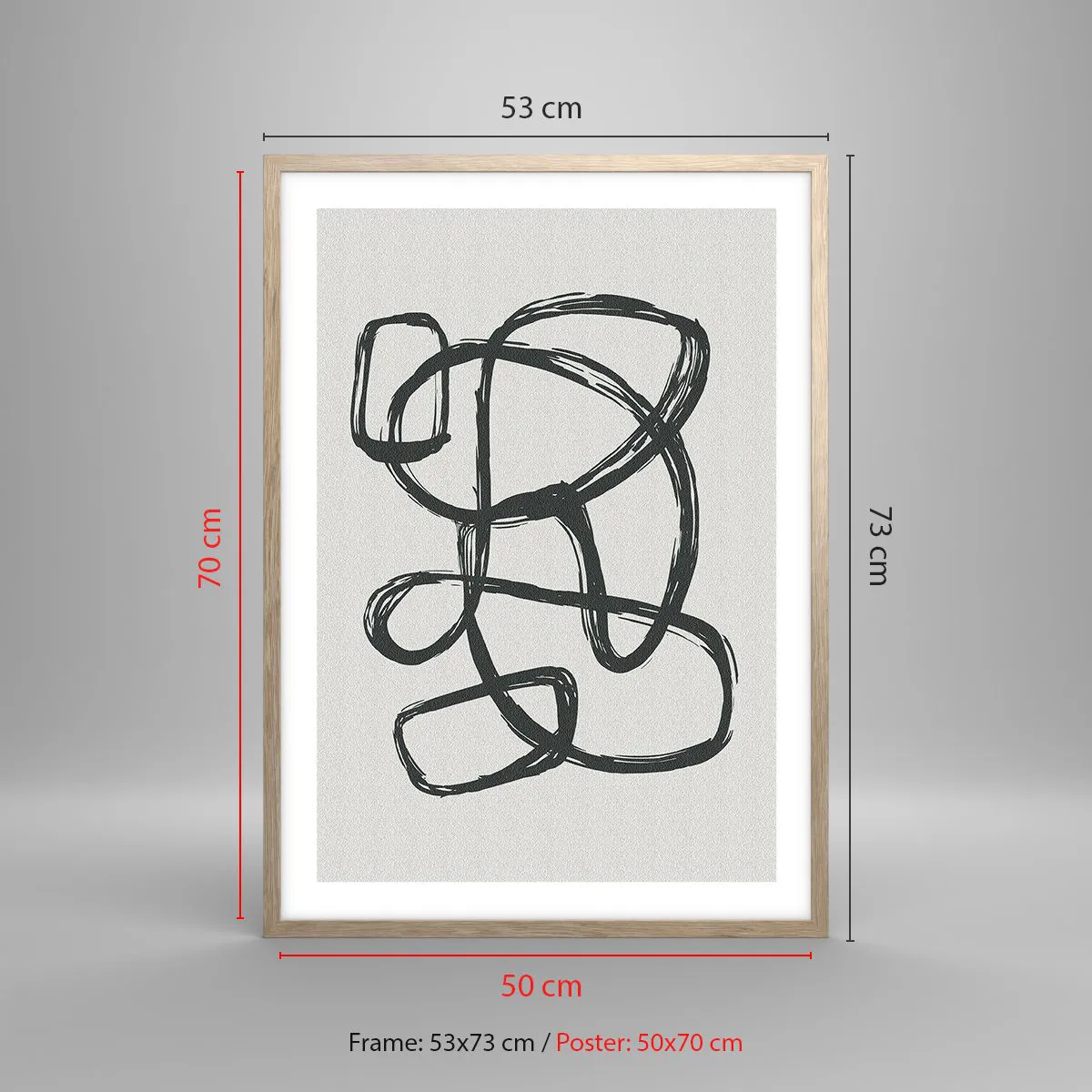 Affiche dans un chêne clair - Poster - Abstraction en boucle - 50x70 cm
