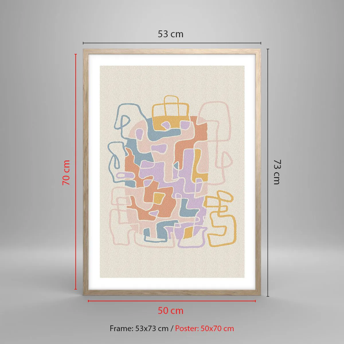 Plakat w ramie jasny dąb - Labirynt – radosna przygoda - 50x70 cm