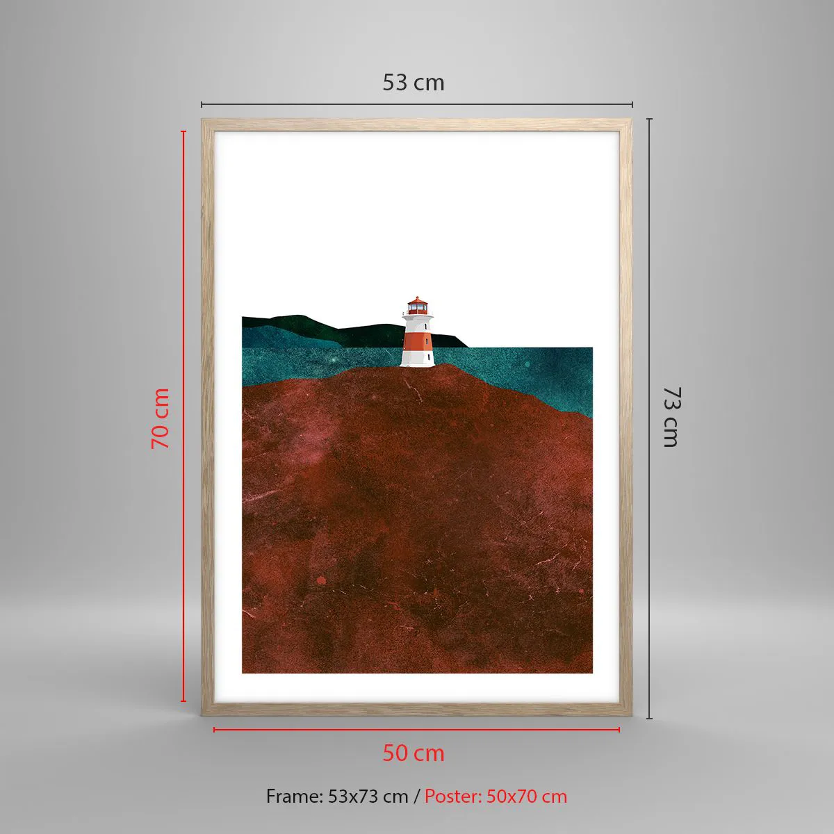 Poster in light oak frame - Gazing at the Sea - 50x70 cm