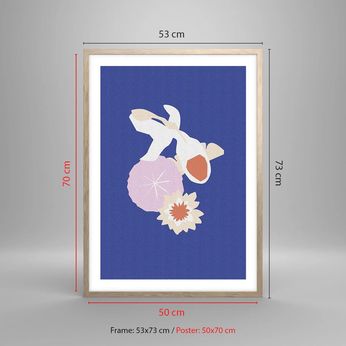 Plakát v rámu světlý dub - Kompozice květů a poupat - 50x70 cm