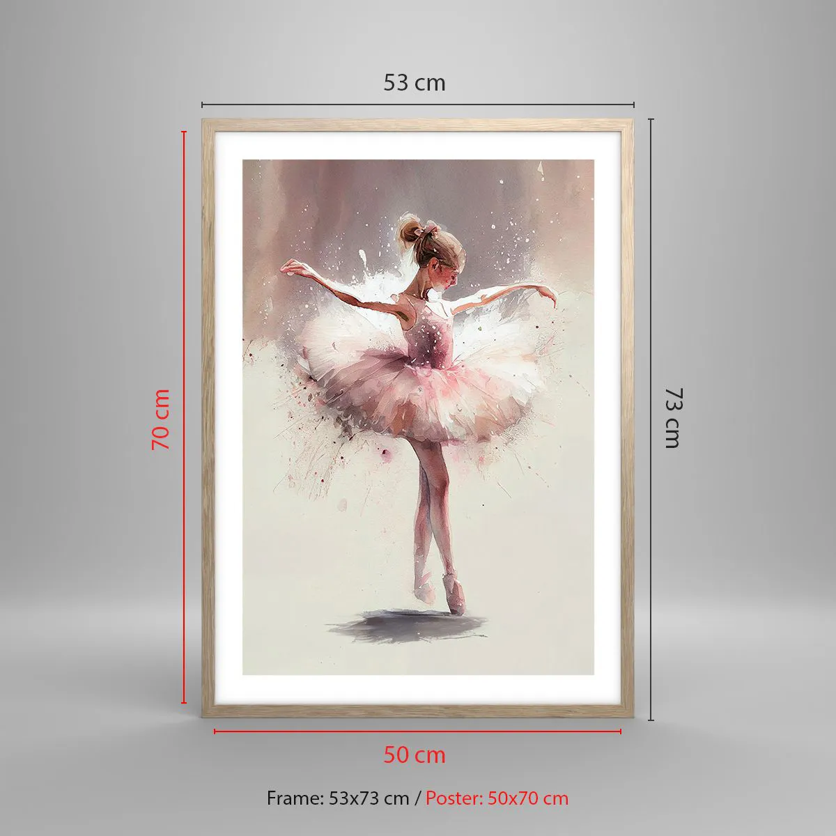 Plakat i ramme af lyst egetræ - Som en ung fugl - 50x70 cm