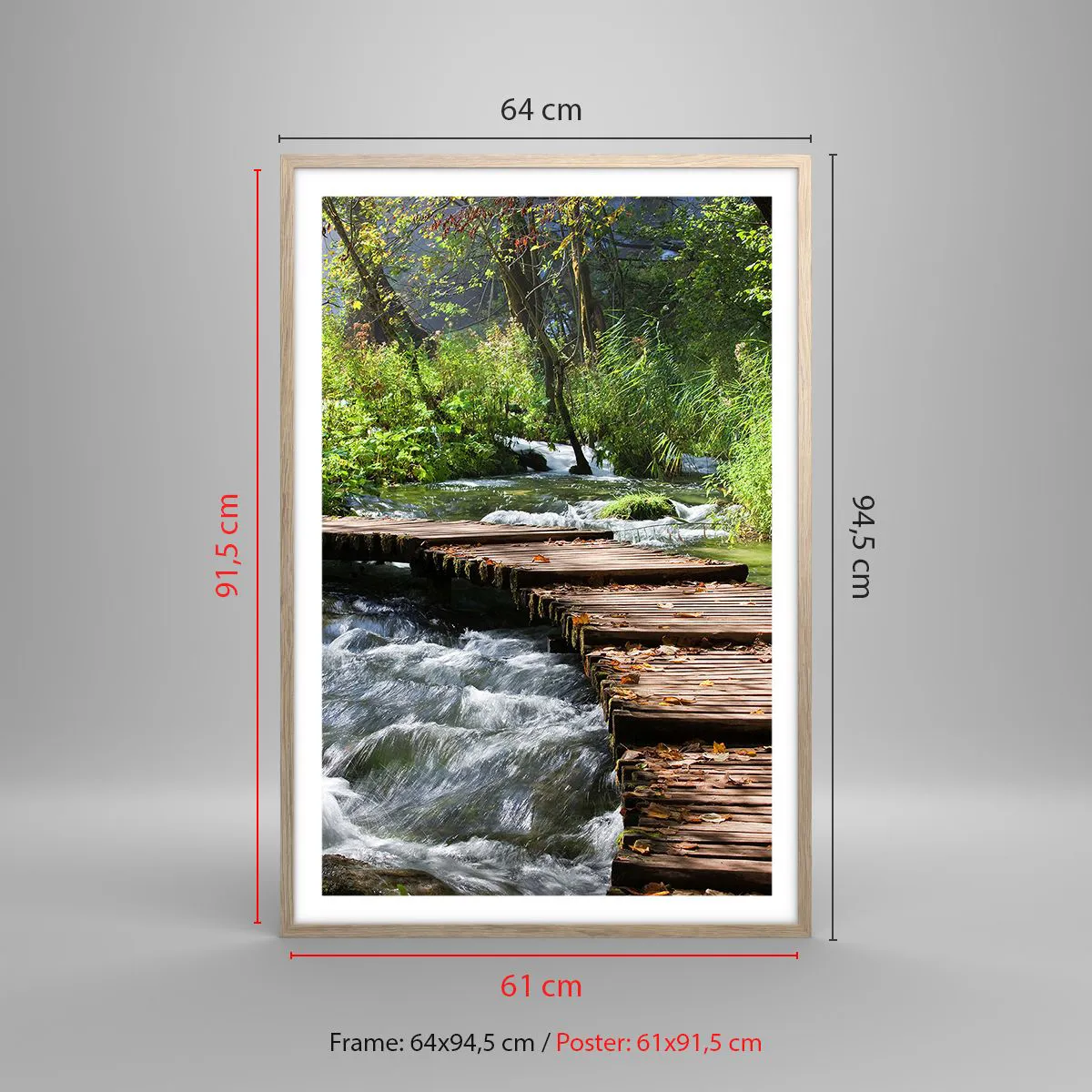 Affiche dans un chêne clair - Poster - Au-dessus de la cascade mousseuse - 61x91 cm