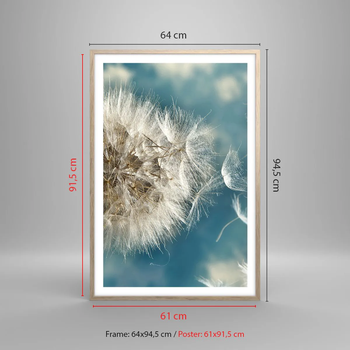 Plakat i ramme af lyst egetræ - En engels åndedræt - 61x91 cm