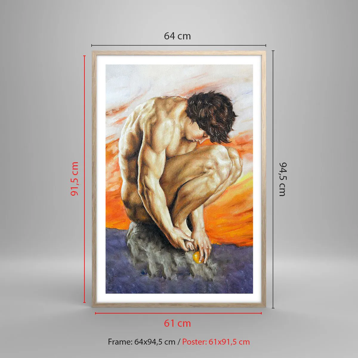 Plakat i ramme af lyst egetræ - Sænket i sig selv - 61x91 cm