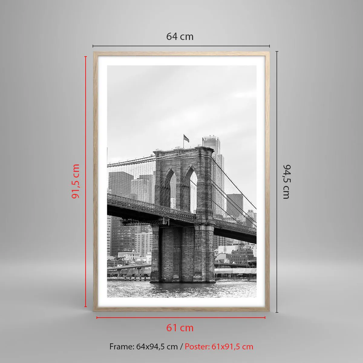 Plakat w ramie jasny dąb - Nowojorskie klimaty - 61x91 cm
