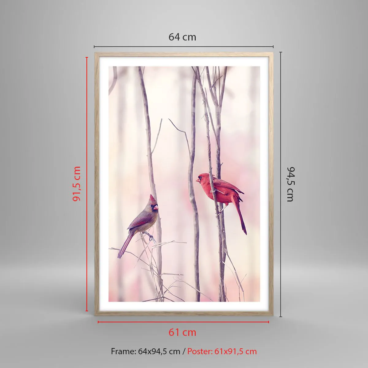 Poster in light oak frame - Tale of a Pink Forest - 61x91 cm