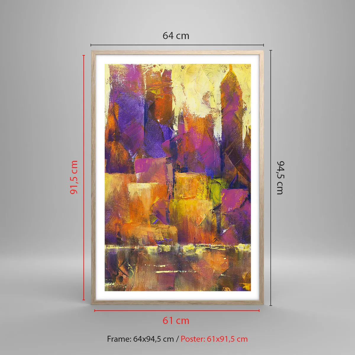 Poster in light oak frame - Metropolitan Composition - 61x91 cm
