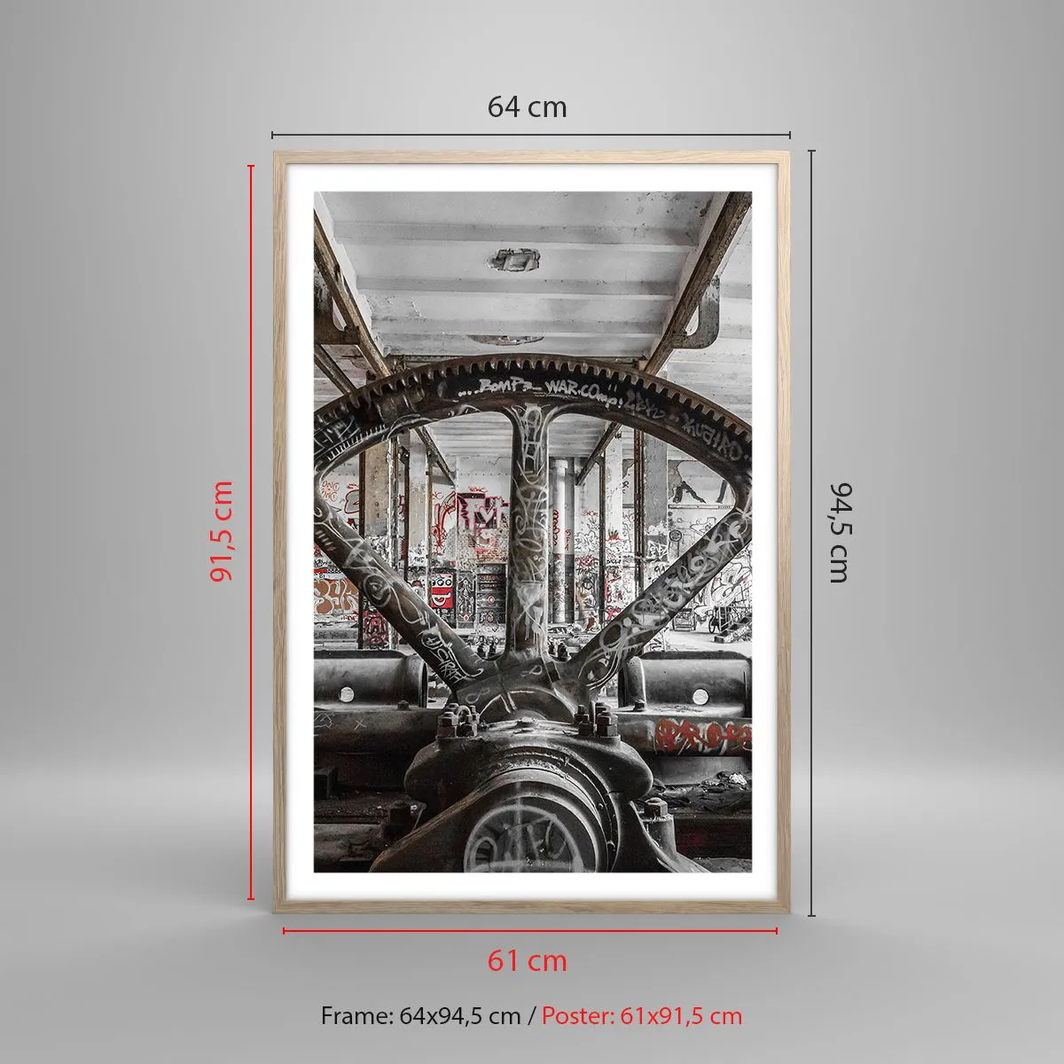 Affiche dans un chêne clair - Poster - Vie secrète d'une usine - 61x91 cm