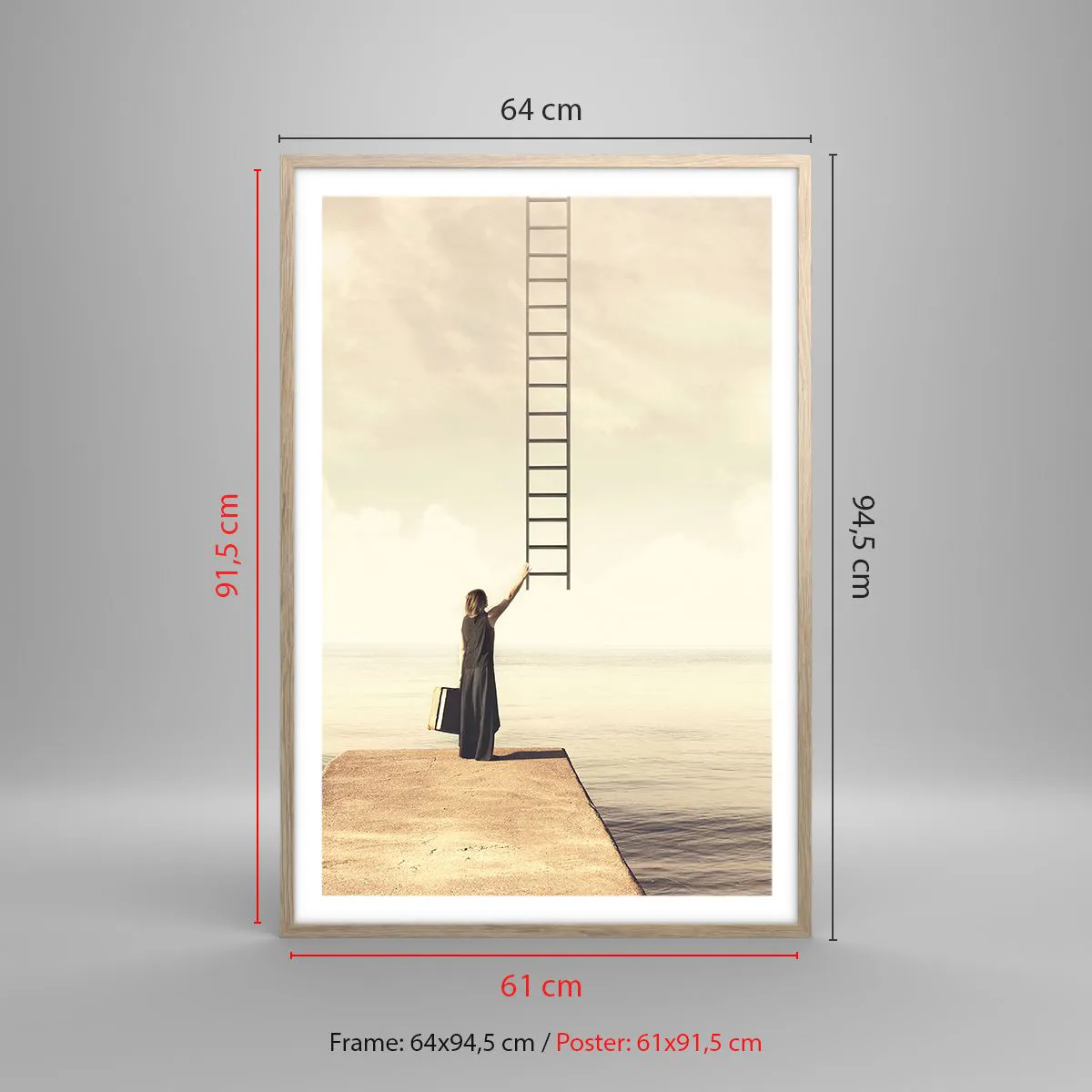 Plakat i ramme af lyst egetræ - En magisk rejse - 61x91 cm