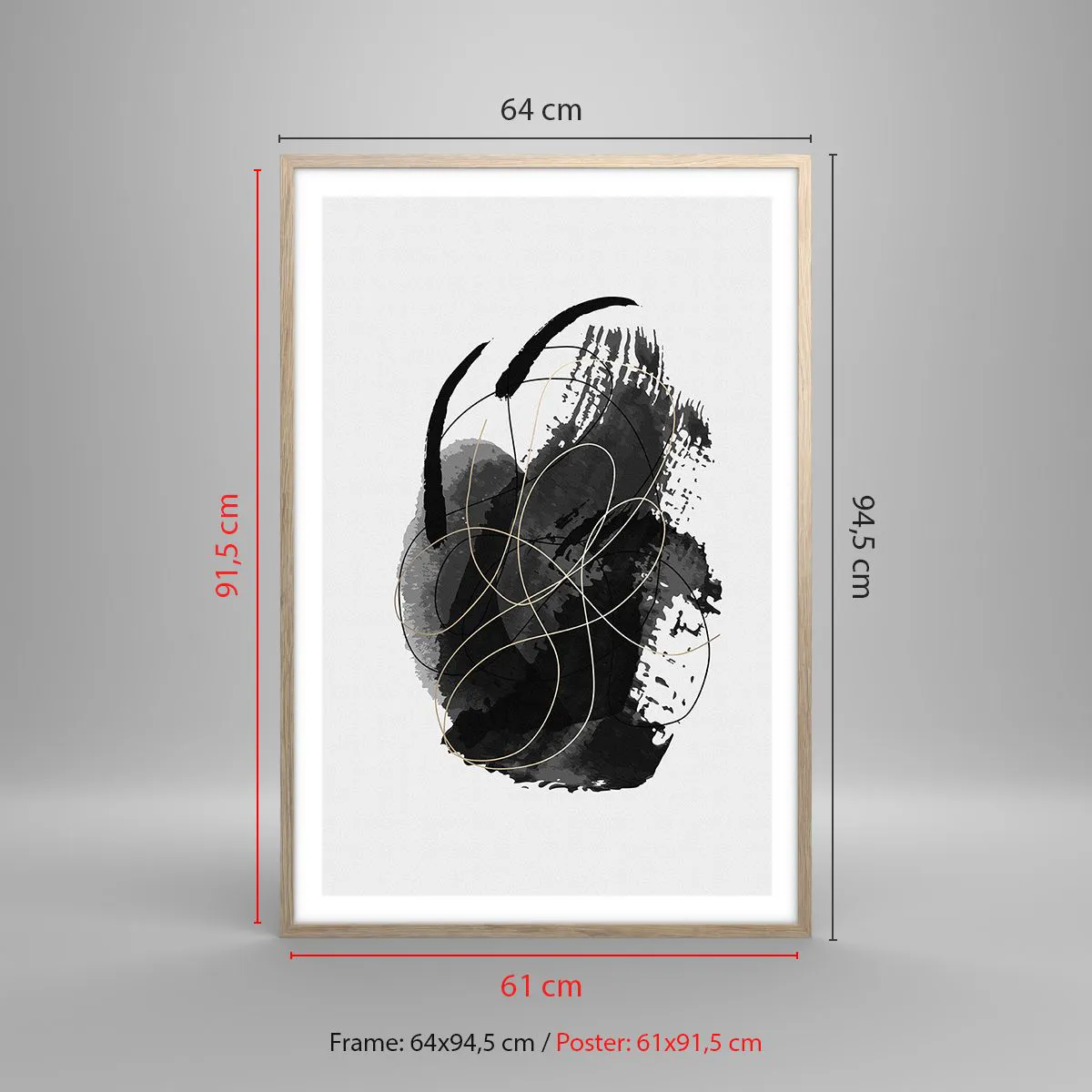 Plakat w ramie jasny dąb - Wysnute z czerni - 61x91 cm