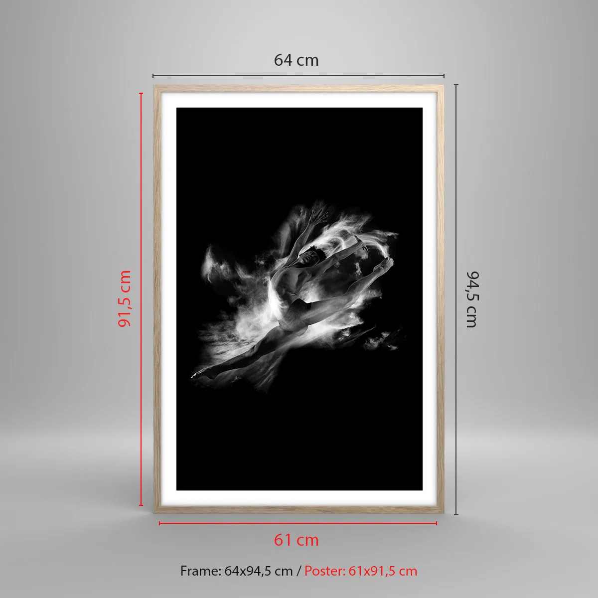 Plakat i ramme af lyst egetræ - Stoppet under flyvning - 61x91 cm