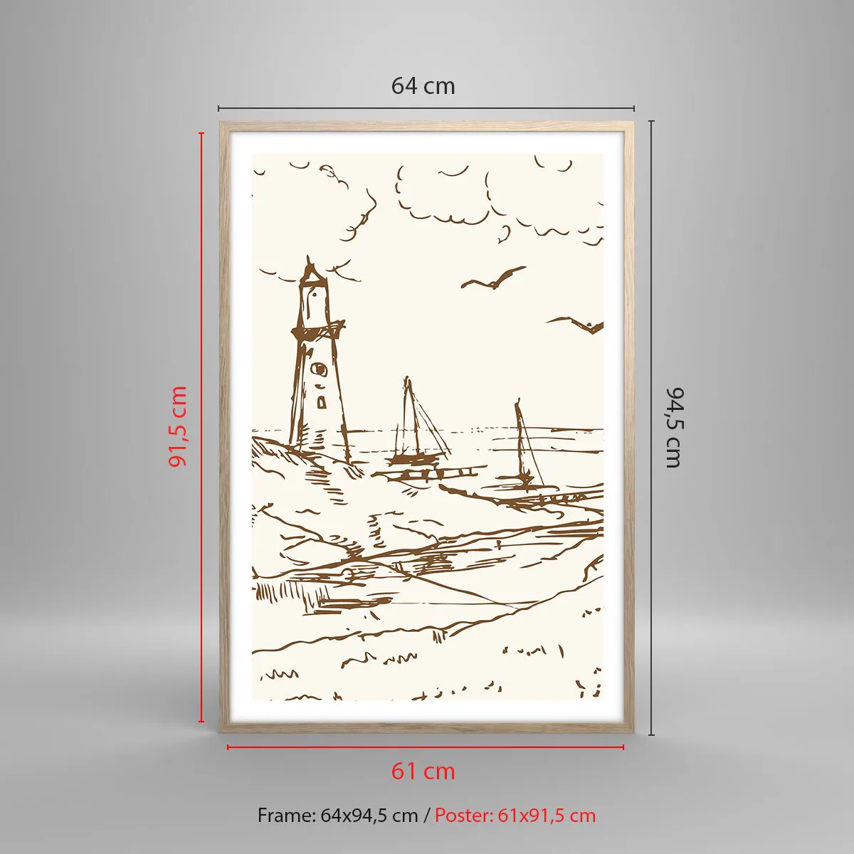 Poster in einem Rahmen aus heller Eiche - Ein Überblick über die Erinnerungen an den Sommer - 61x91 cm