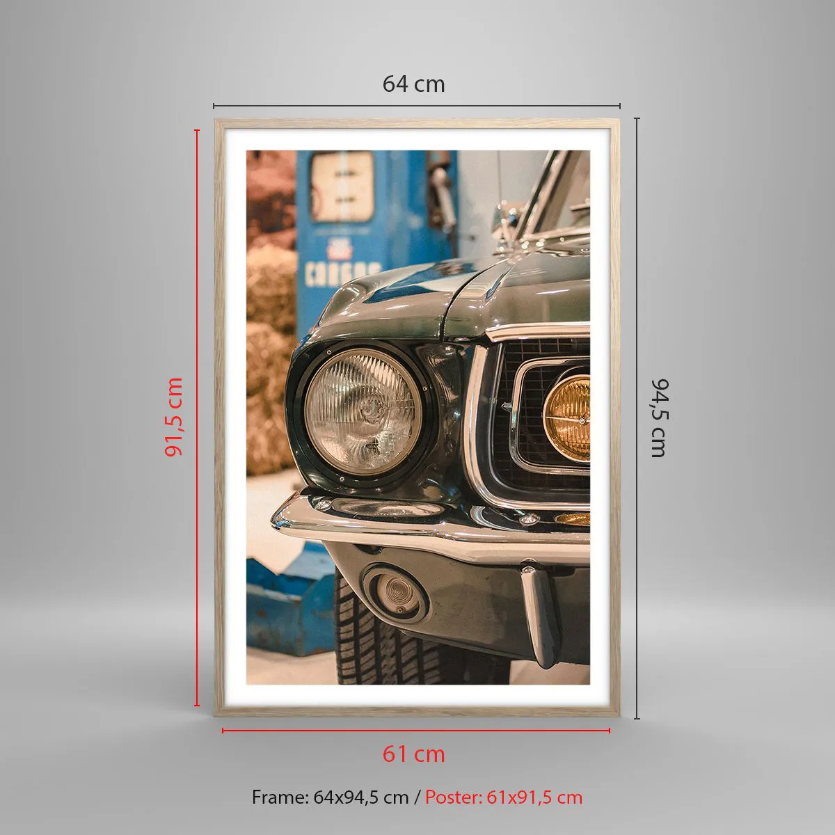 Poster in einem Rahmen aus heller Eiche - Treffen mit einer Legende - 61x91 cm