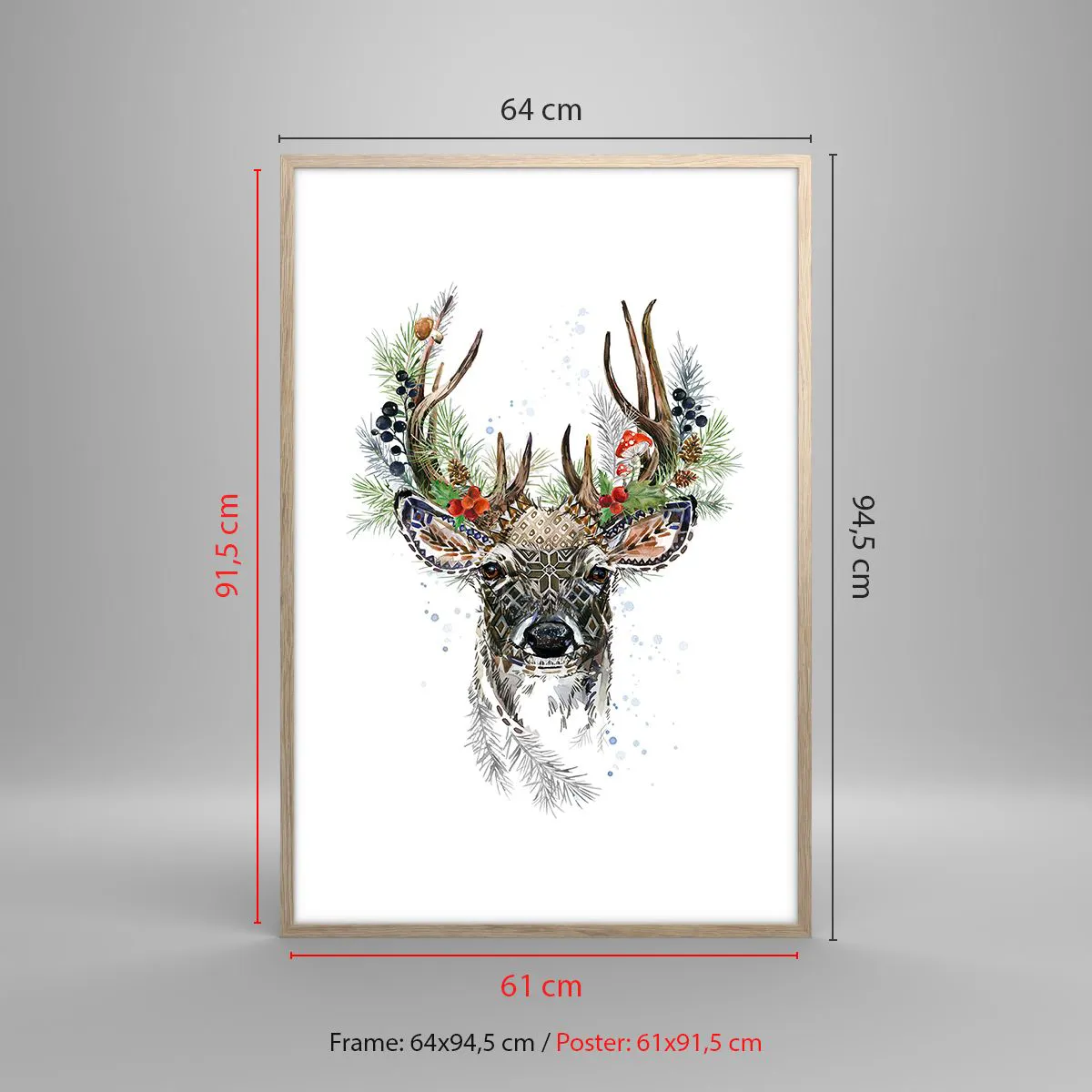 Poster in light oak frame - In Christmas Attire - 61x91 cm