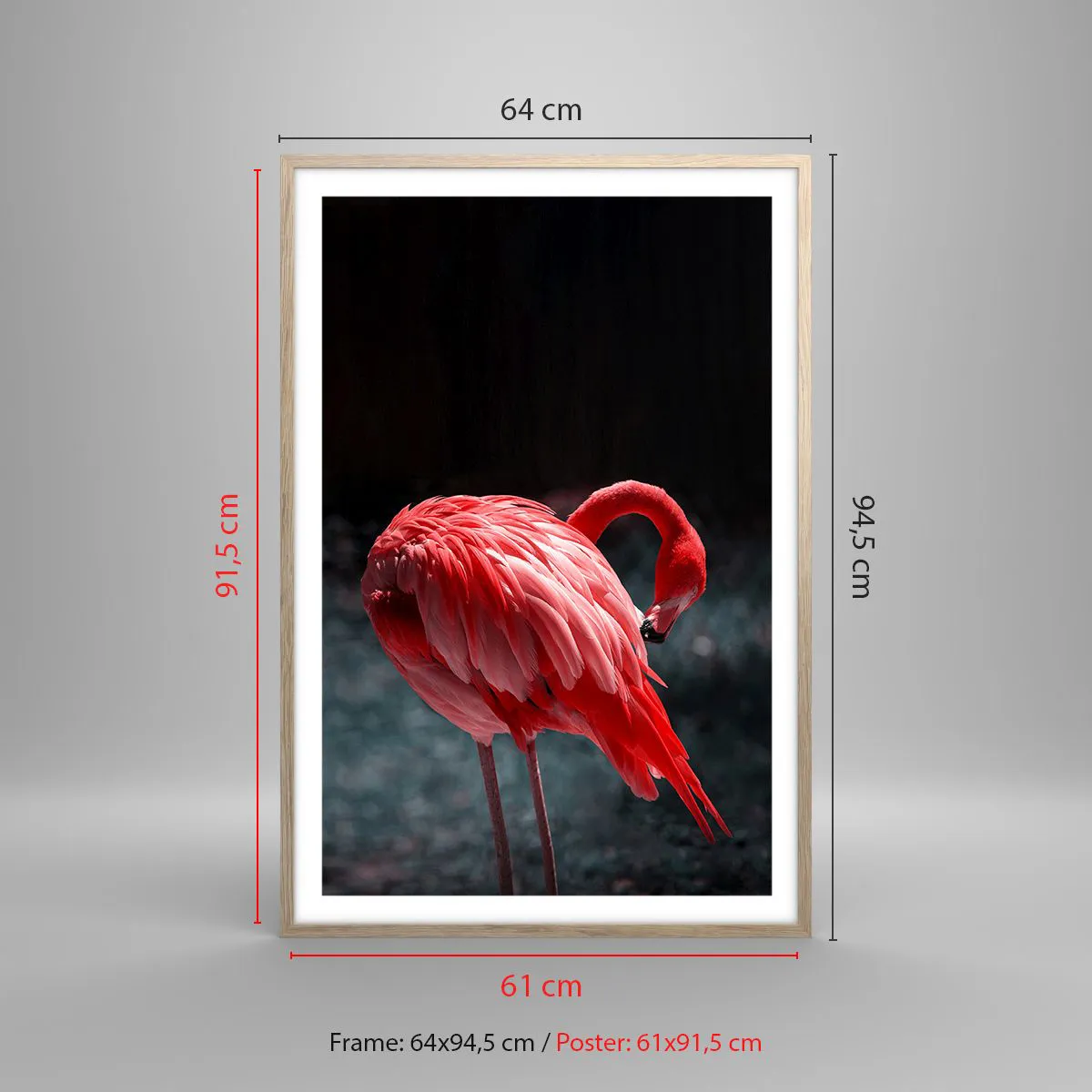 Plagát v ráme zo svetlého duba - Karmínová báseň prírody - 61x91 cm