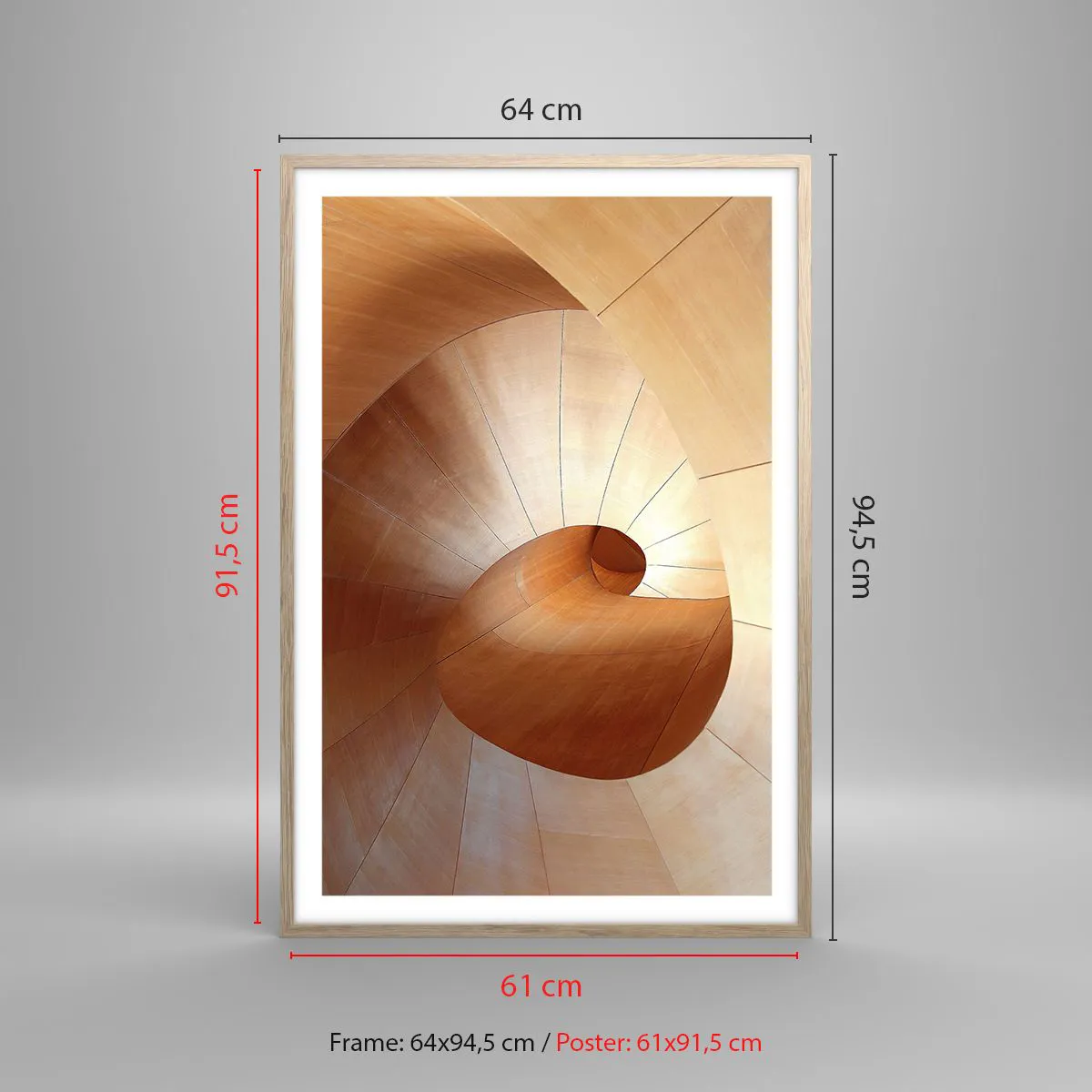 Poszter világos tölgy keretben - Építészeti szerpentin - 61x91 cm