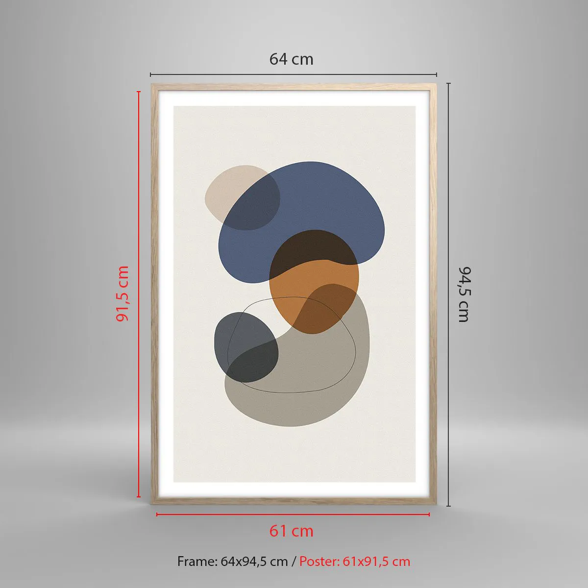 Affiche dans un chêne clair - Poster - Gouttes de couleur - 61x91 cm