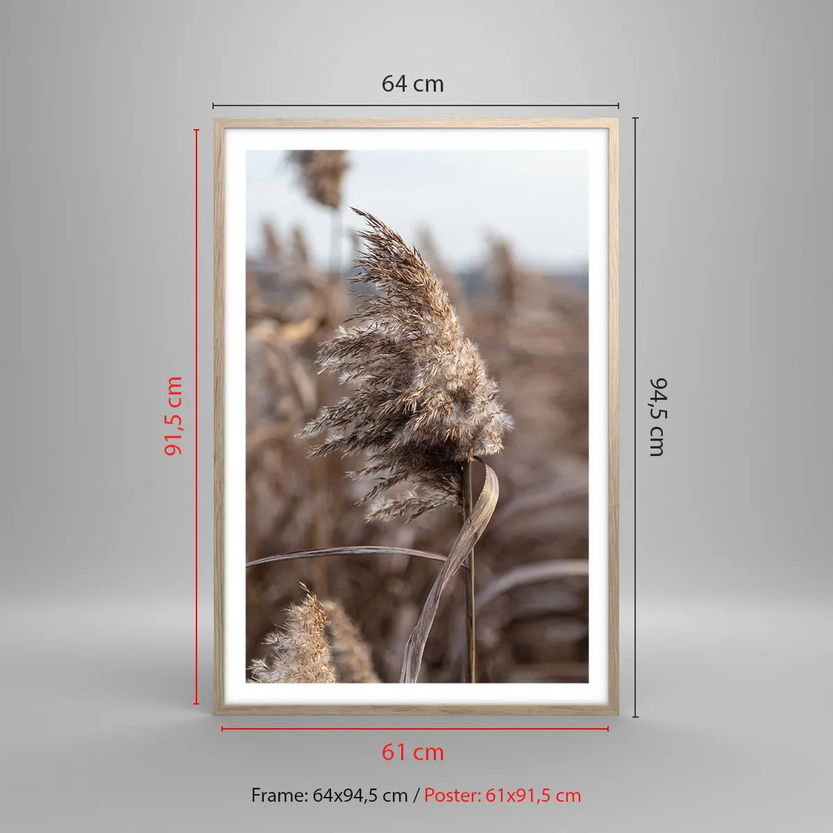 Poster in light oak frame - Time to Fly with the Wind - 61x91 cm