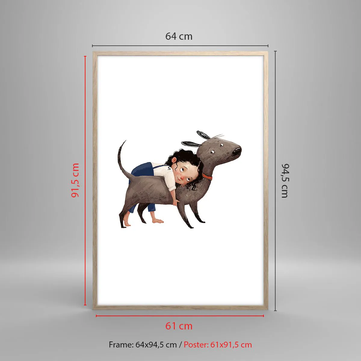 Poster in light oak frame - Best Friends - 61x91 cm