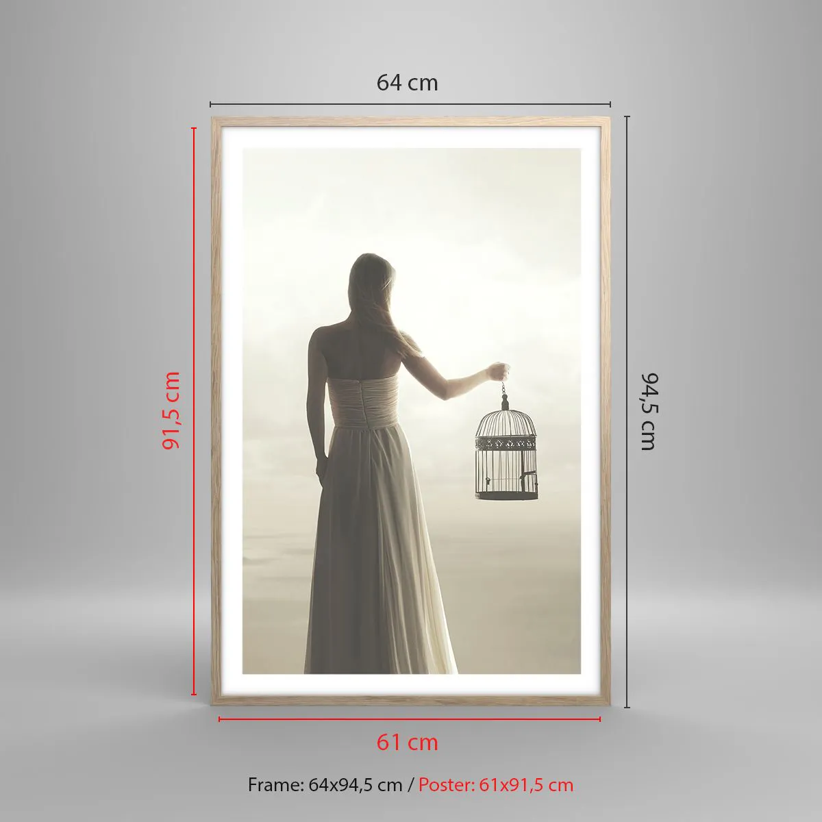 Plakat w ramie jasny dąb - Bądź wolna - 61x91 cm