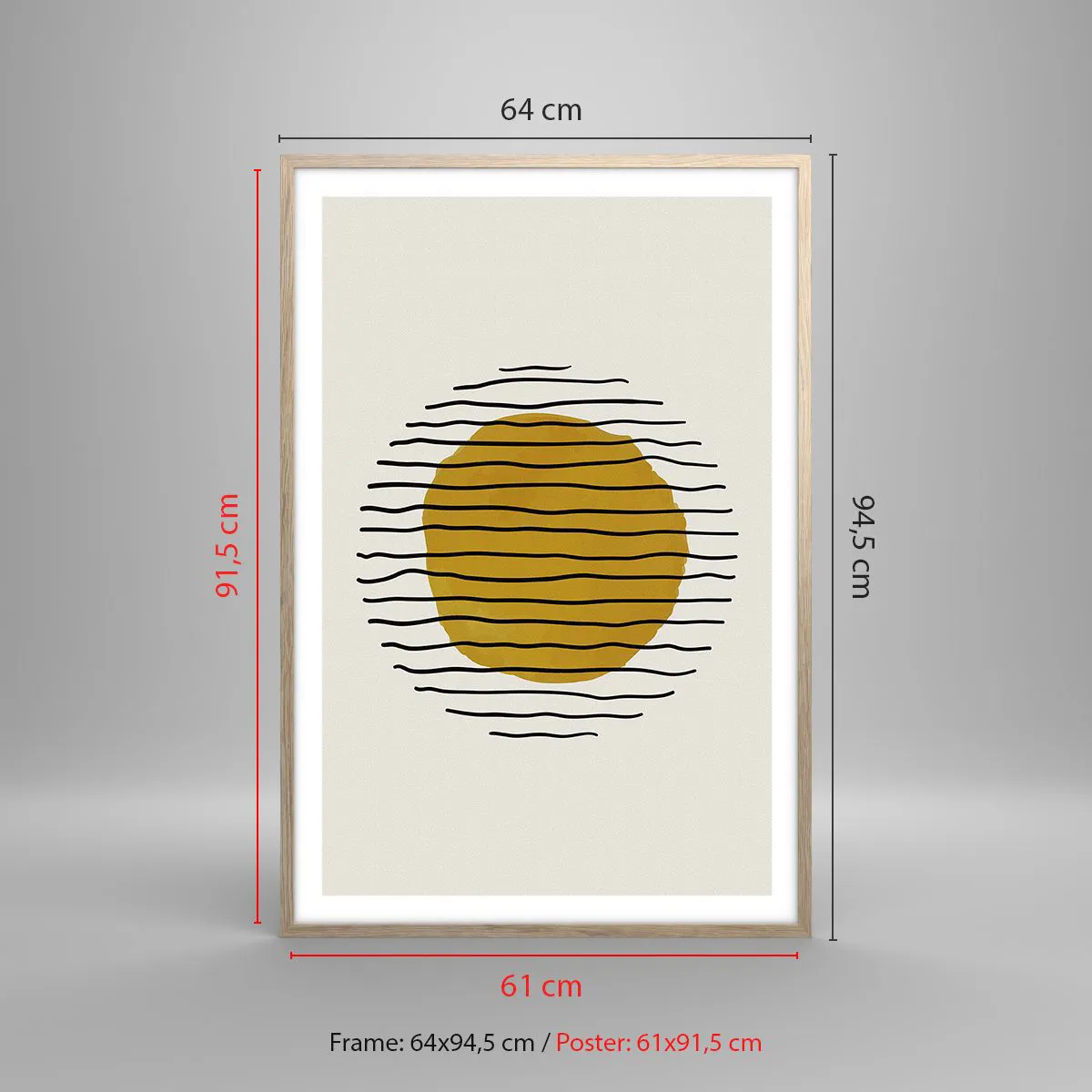 Pôster com moldura de carvalho claro - Abstração a tremer com o calor - 61x91 cm