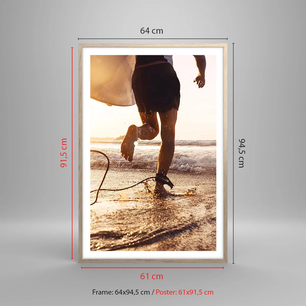 Pôster com moldura de carvalho claro - Encontro das ondas - 61x91 cm