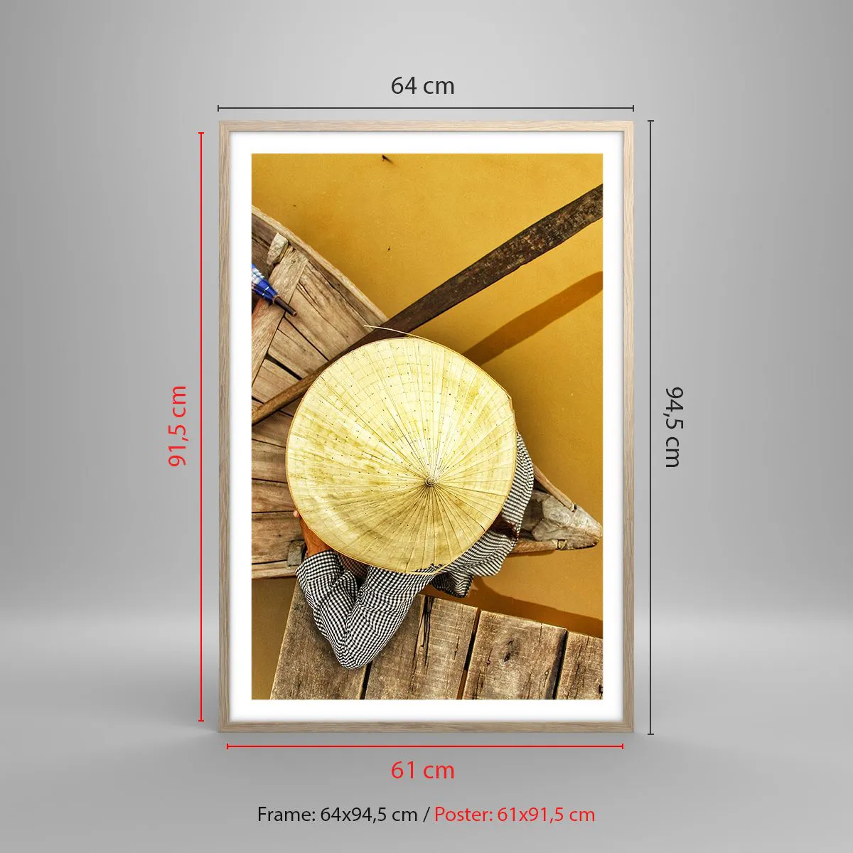 Poster in light oak frame - Life on a Yellow River - 61x91 cm