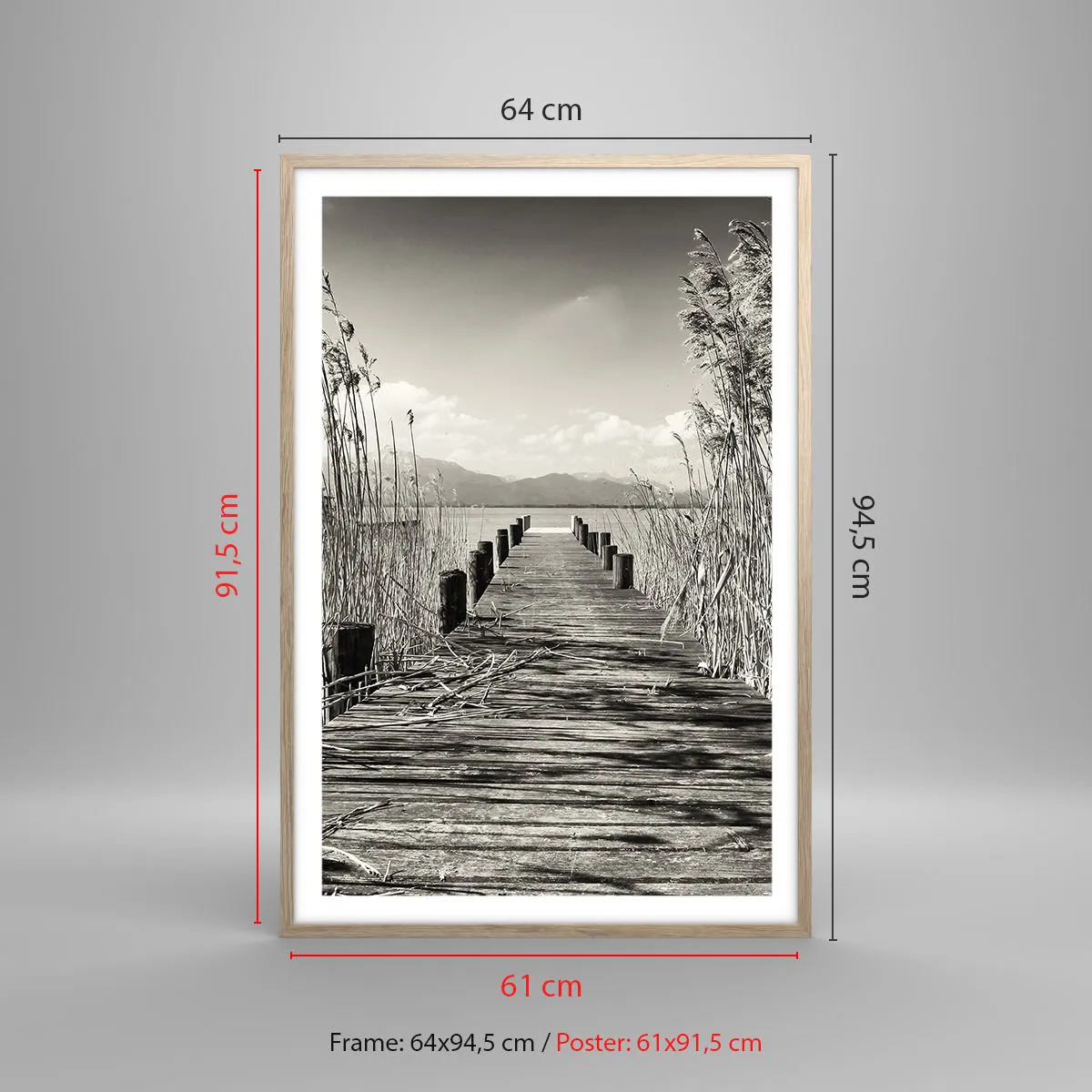 Póster en marco roble claro - En la quietud de los juncos - 61x91 cm