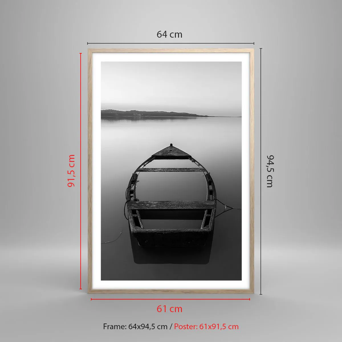 Plakat i ramme af lyst egetræ - Længsel og melankoli - 61x91 cm