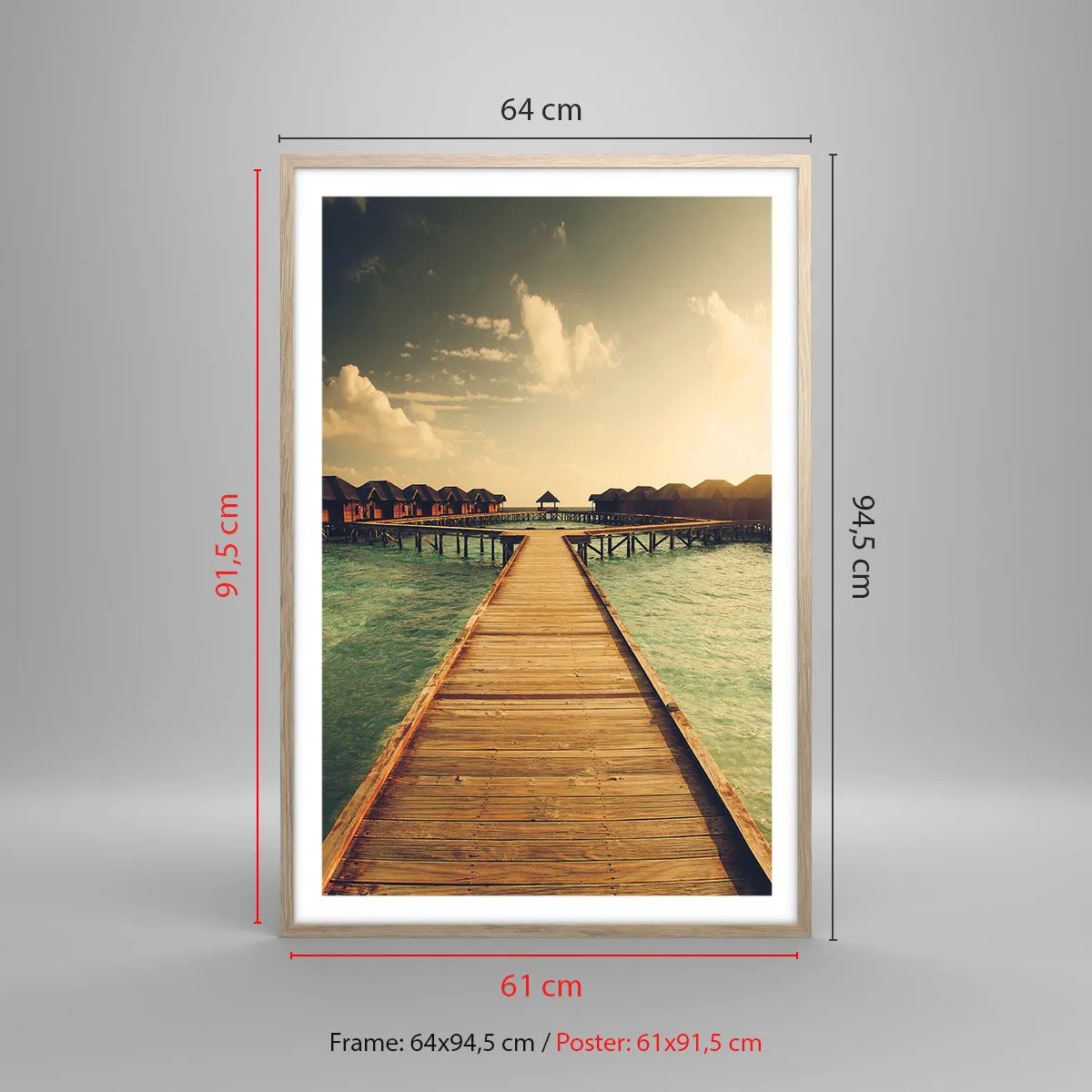 Pôster com moldura de carvalho claro - Um convite caloroso - 61x91 cm