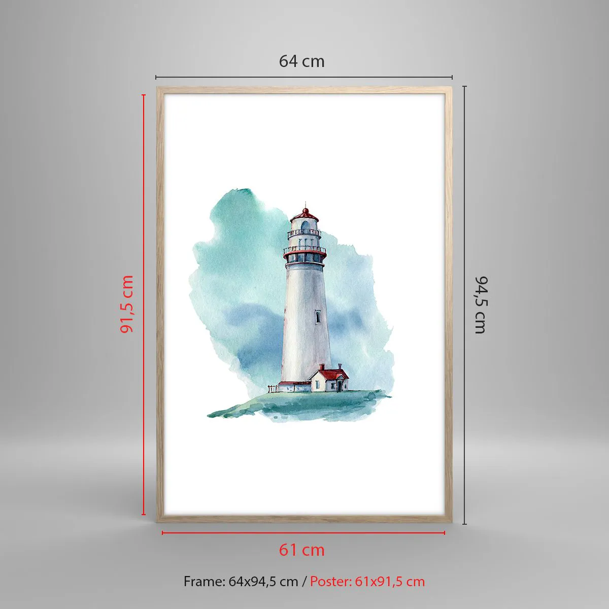 Pôster com moldura de carvalho claro - A gentil irmã do azul - 61x91 cm