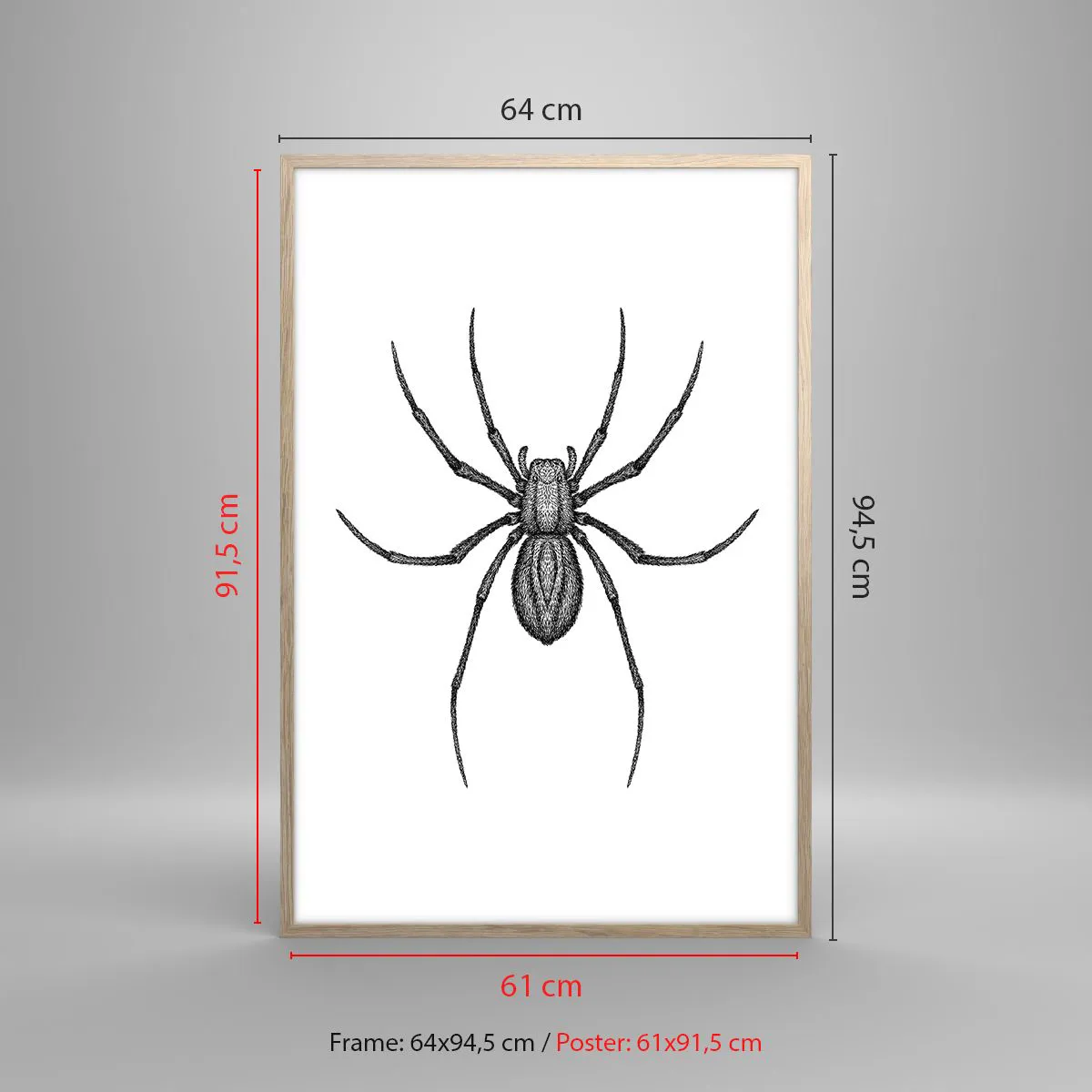 Plakat i ramme af lyst egetræ - Foruroligende præcision - 61x91 cm