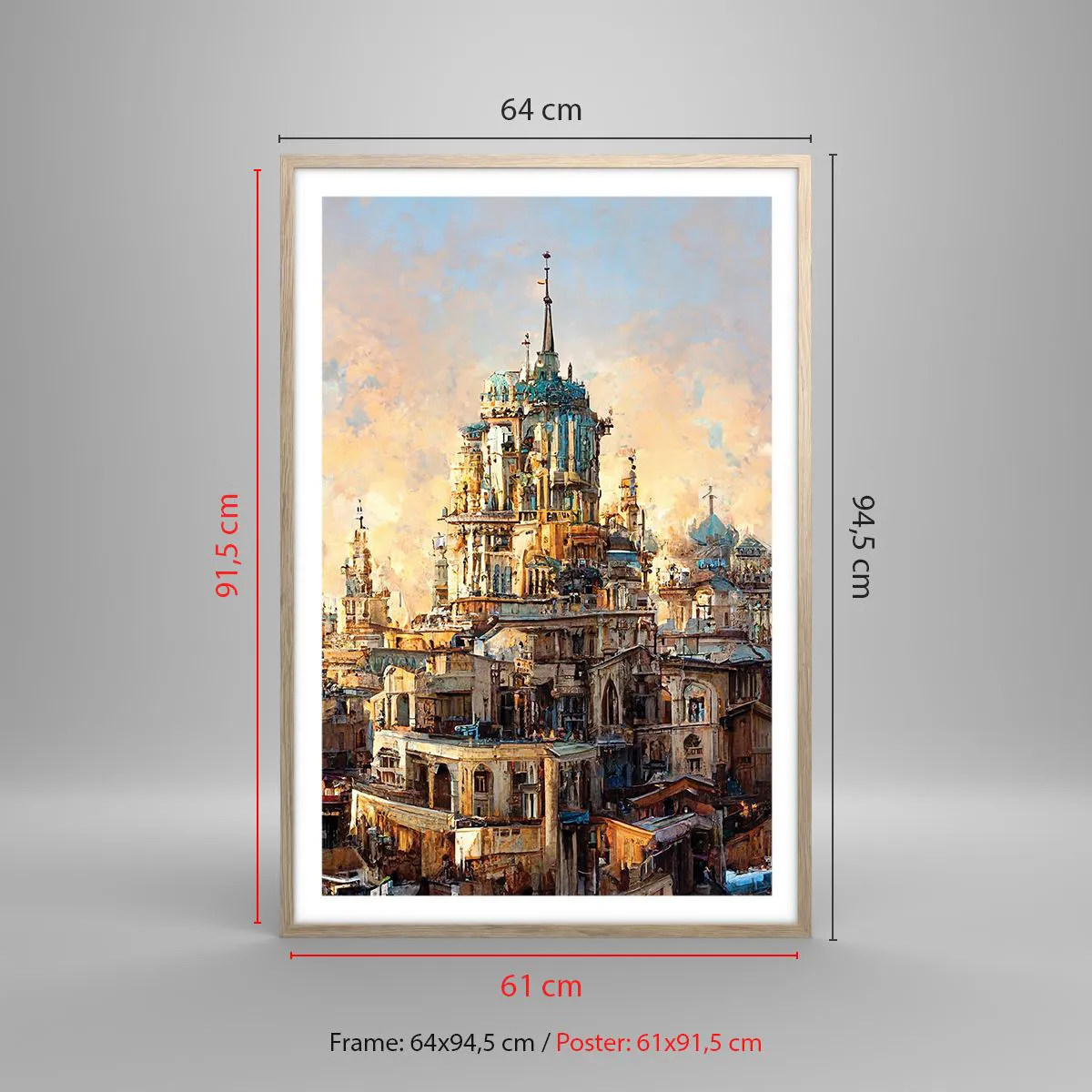 Plakat i ramme af lyst egetræ - En by af byer - 61x91 cm