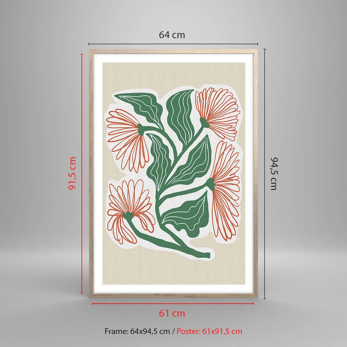 Pôster com moldura de carvalho claro - Folclórico e moderno - 61x91 cm