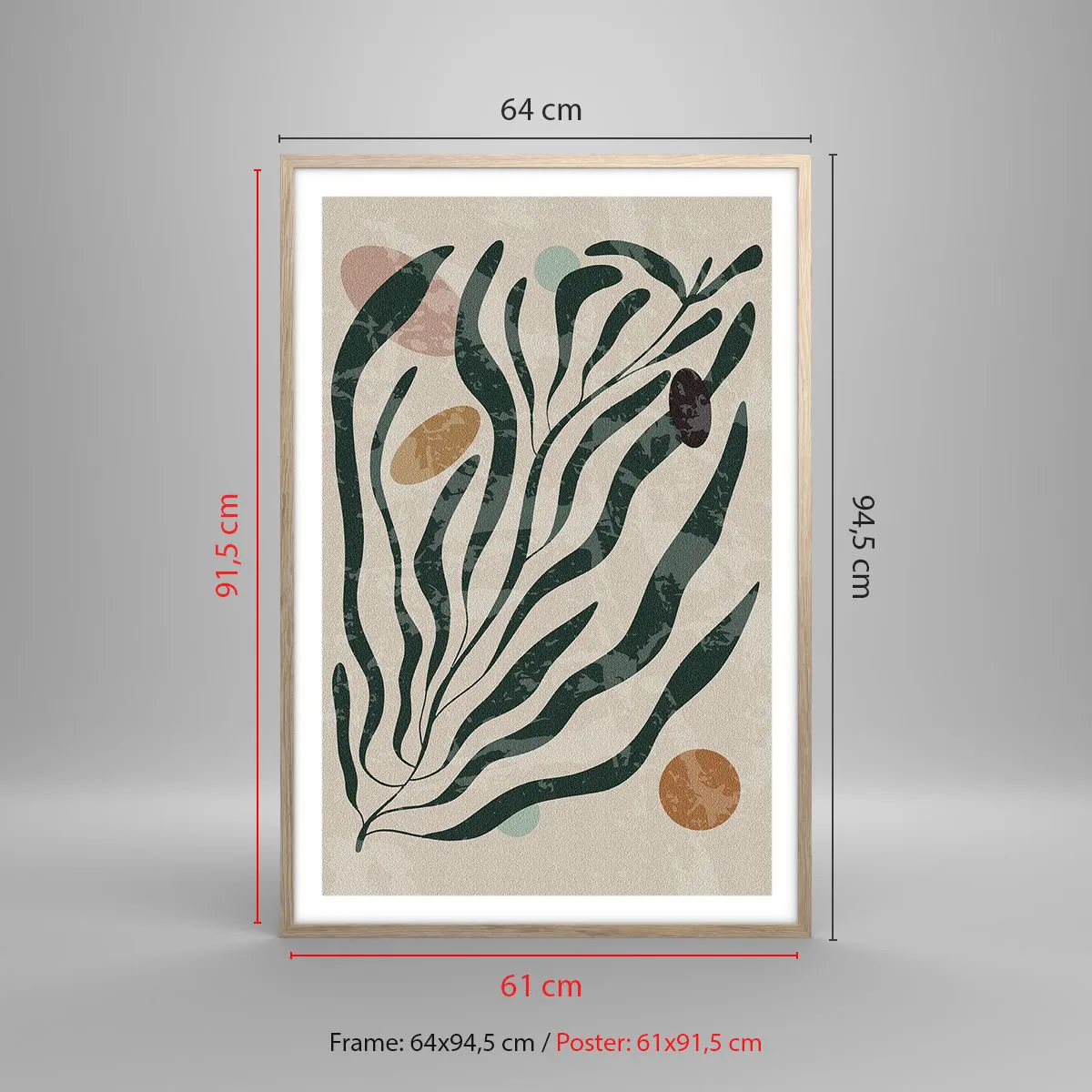 Póster en marco roble claro - Entre verdes - 61x91 cm