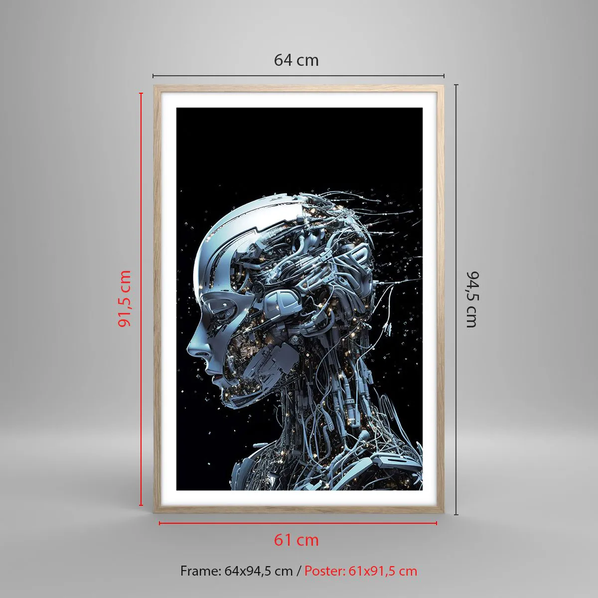 Plakát v rámu světlý dub - Technologie je žena - 61x91 cm