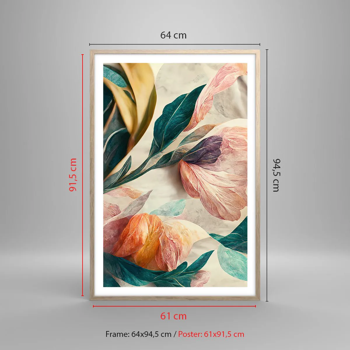 Pôster com moldura de carvalho claro - Flores das ilhas do sul - 61x91 cm