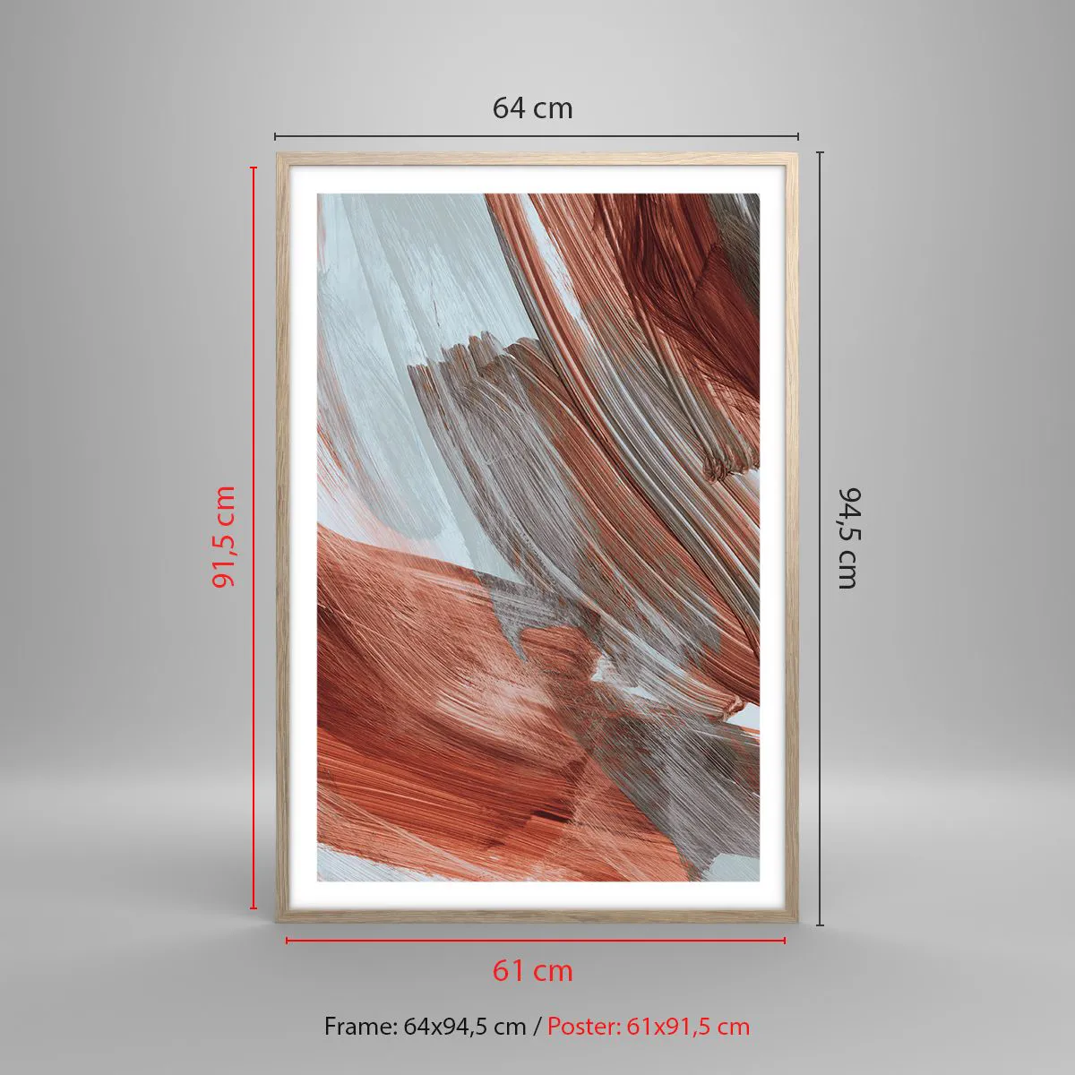 Affiche dans un chêne clair - Poster - Abstraction venteuse et automnale - 61x91 cm