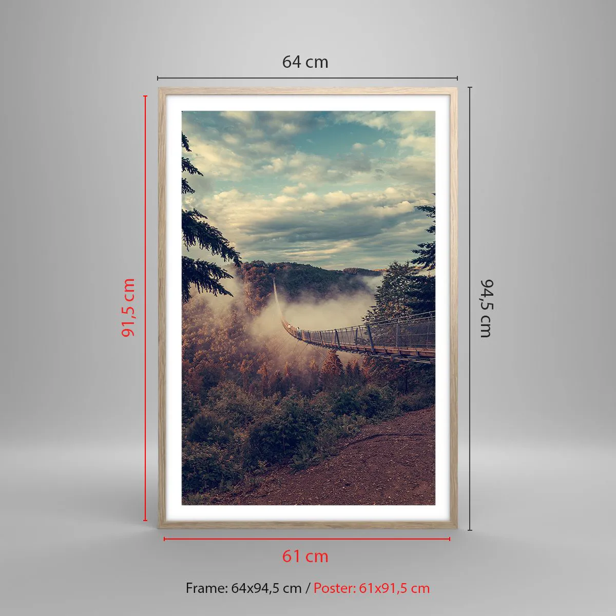 Affisch i ram av ljusek - Över höstskogen - 61x91 cm