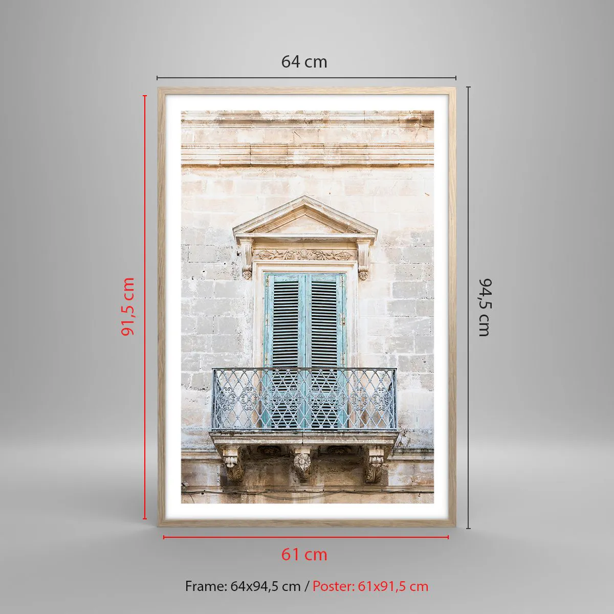 Póster en marco roble claro - El encanto único de Italia - 61x91 cm