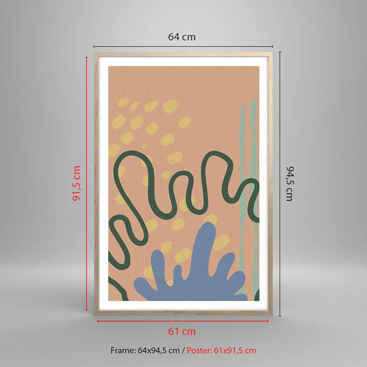 Affiche dans un chêne clair - Poster - Abstraction : diversité de la nature - 61x91 cm