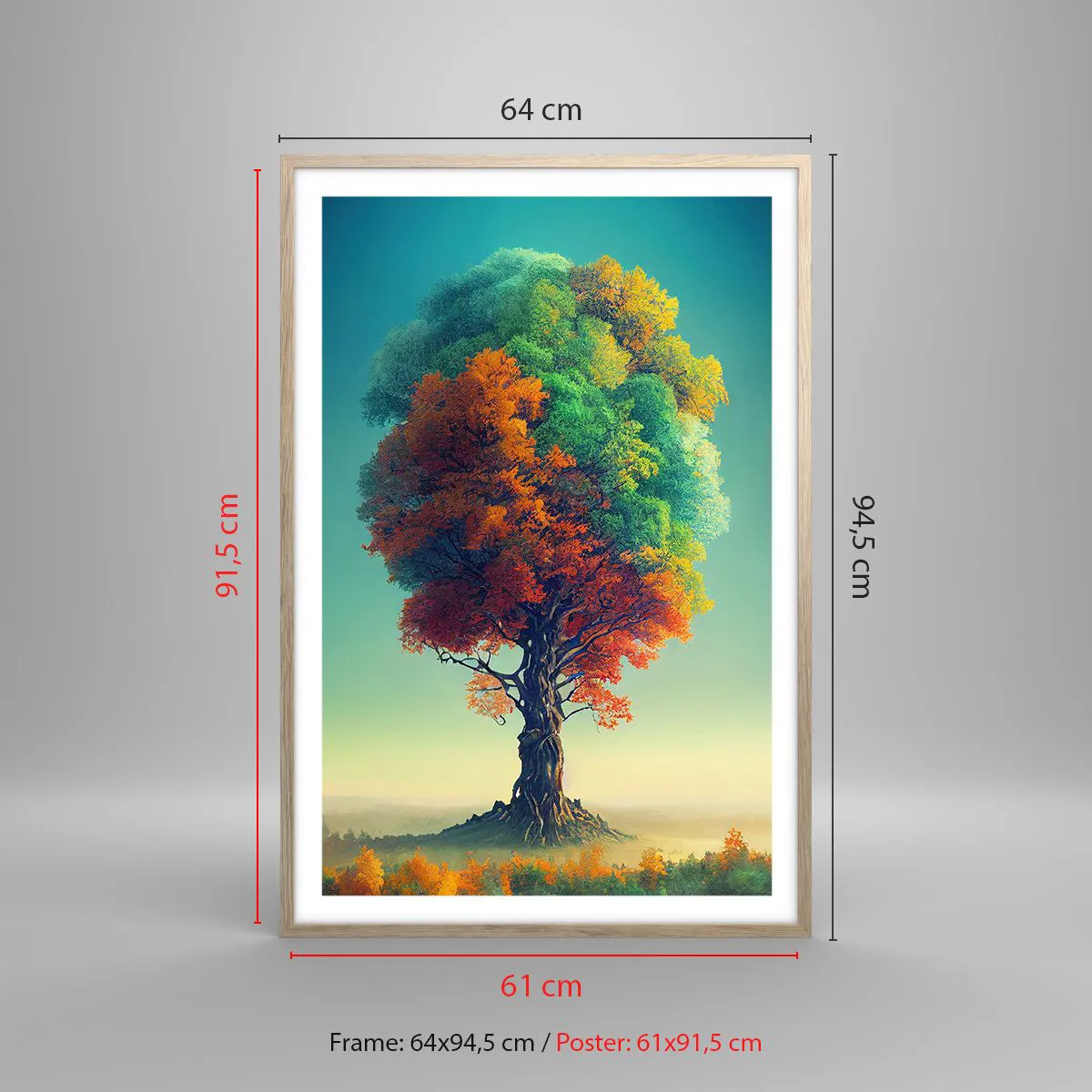 Plakat i ramme af lyst egetræ - Eg - naturens fader - 61x91 cm