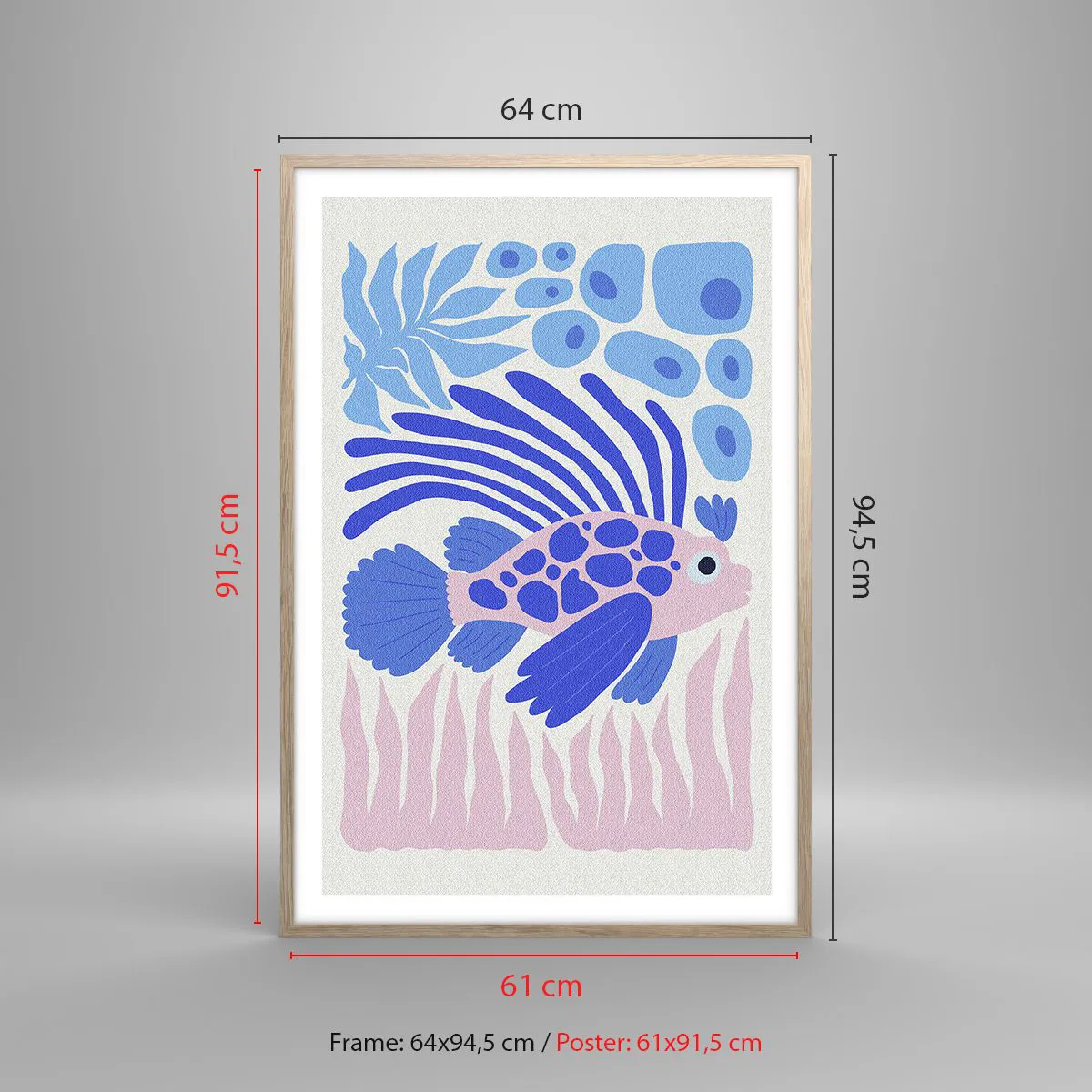 Plakat i ramme af lyst egetræ - I dit rette element - 61x91 cm