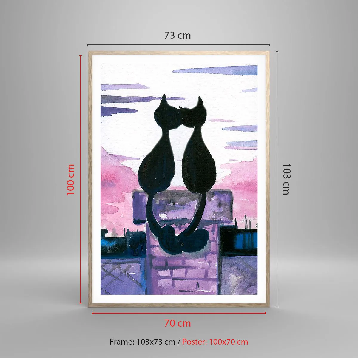 Poster in einem Rahmen aus heller Eiche - Rendez-vous unter dem Mond - 70x100 cm