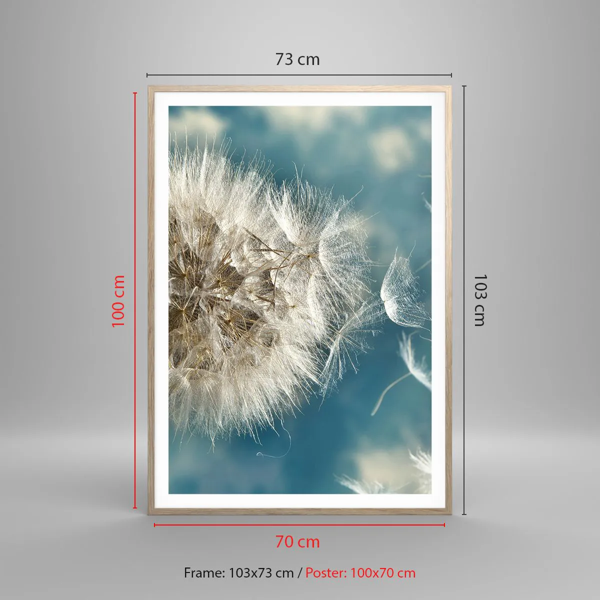 Plakat i ramme af lyst egetræ - En engels åndedræt - 70x100 cm